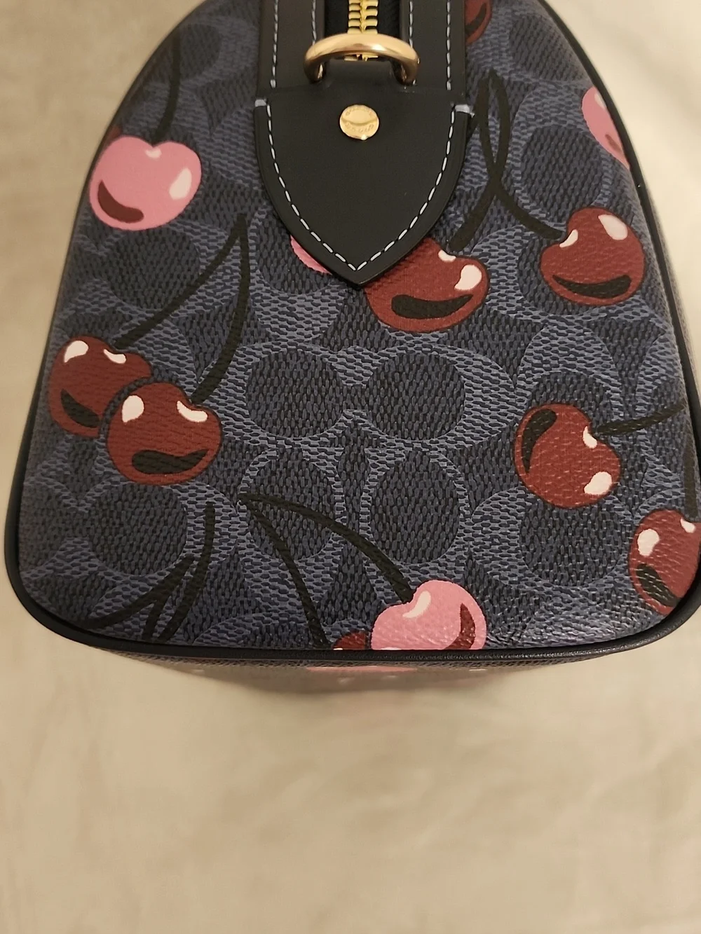 Coach Denim Signature Cherry Print Satchel - Picture 4 of 6